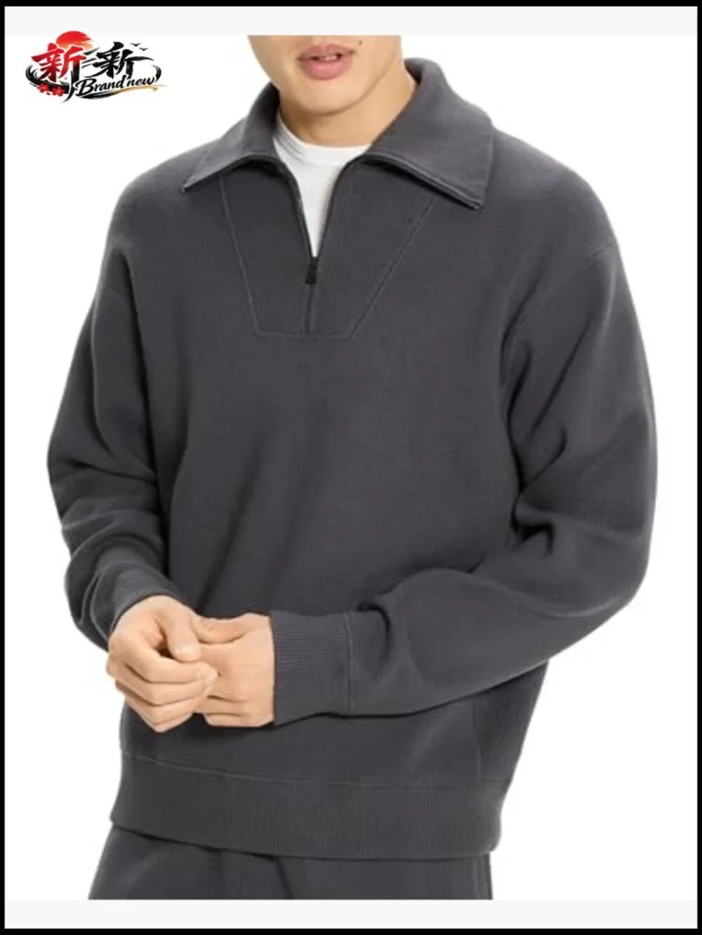 Relaxed Quarter Zip Pullover Sweater in Snowool Blend, Long Sleeve, Dry Clean